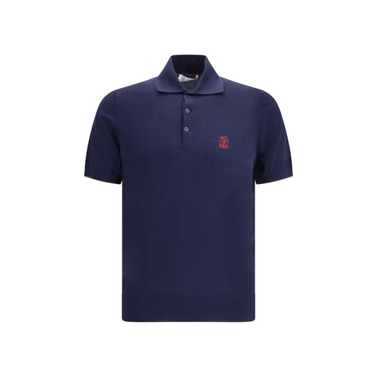 Brunello Cucinelli Blue Cotton Polo Shirt