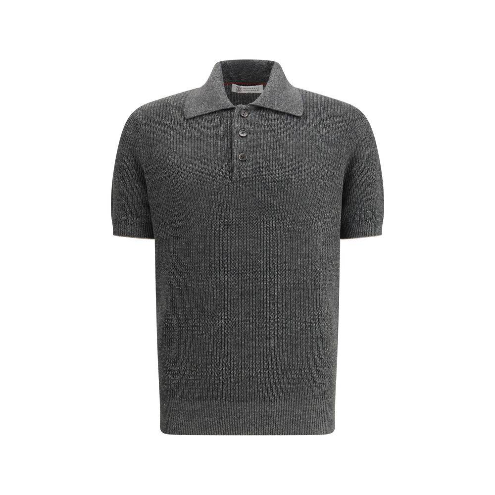 Brunello Cucinelli Gray Cotton Polo Shirt