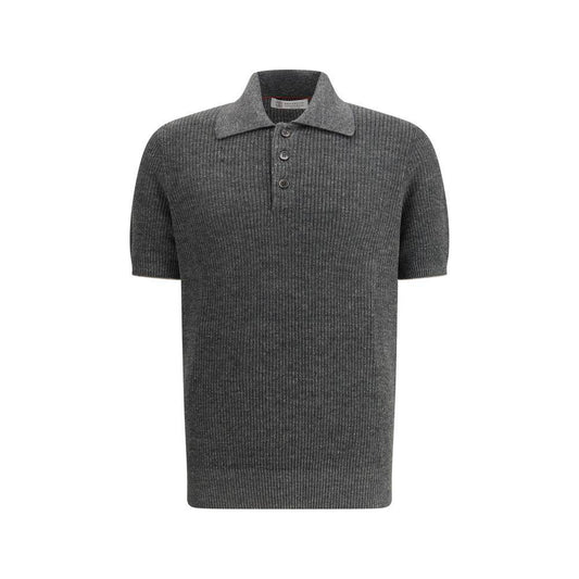 Brunello Cucinelli Gray Cotton Polo Shirt