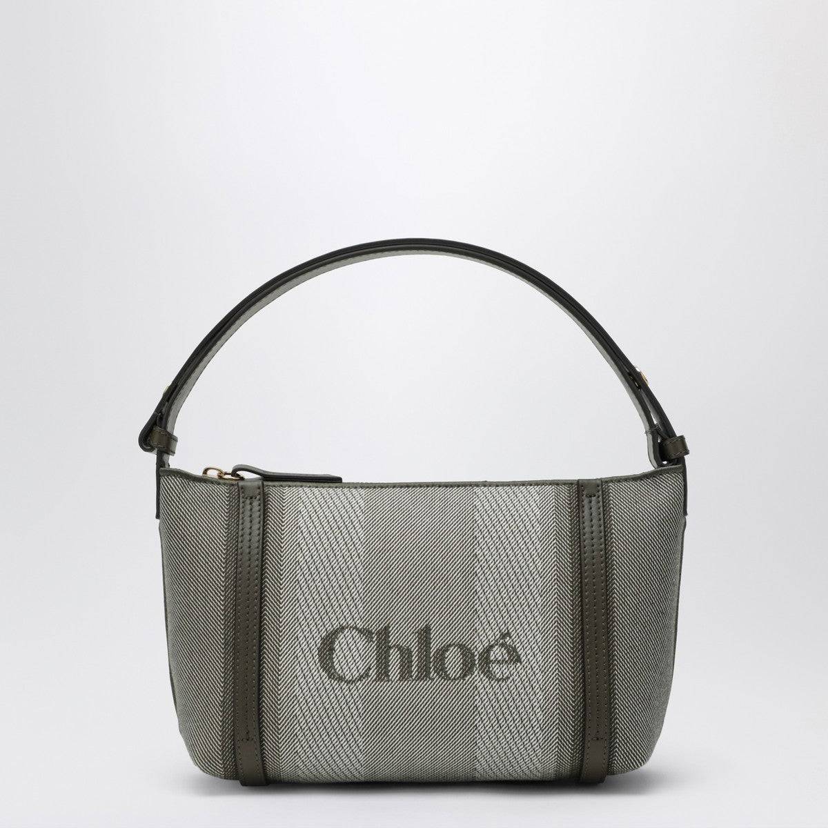 Chloé Dark green striped Chloé Carry tote bag in canvas