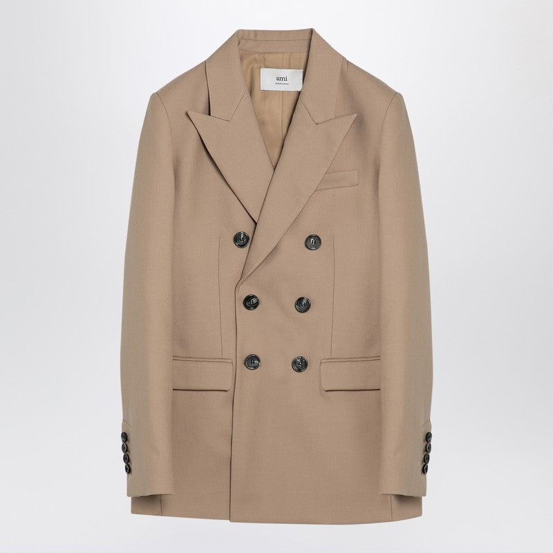 Ami Paris Ami Paris Sand-coloured double-breasted jacket in wool