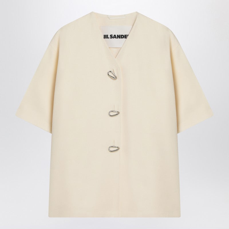 Jil Sander Jil Sander Ivory silk blend shirt jacket