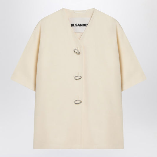 Jil Sander Jil Sander Ivory silk blend shirt jacket