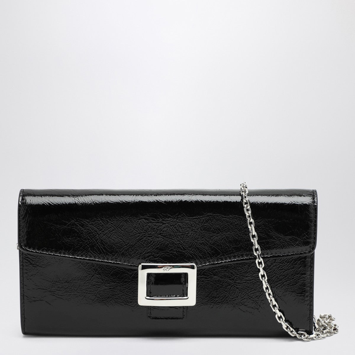Roger Vivier ROGER VIVIER Belle Vivier black patent leather wallet with chain