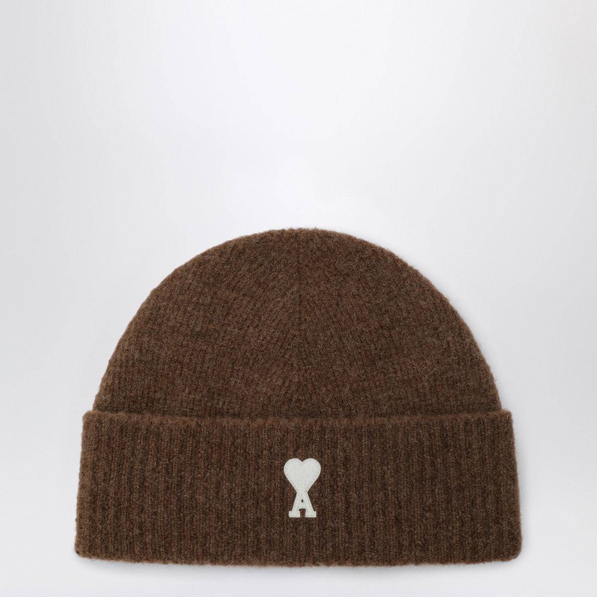 Ami Paris Ami Paris Ami de Coeur brown wool beanie