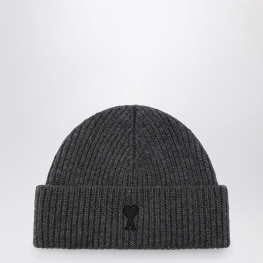 Ami Paris Ami Paris Ami de Coeur grey wool beanie