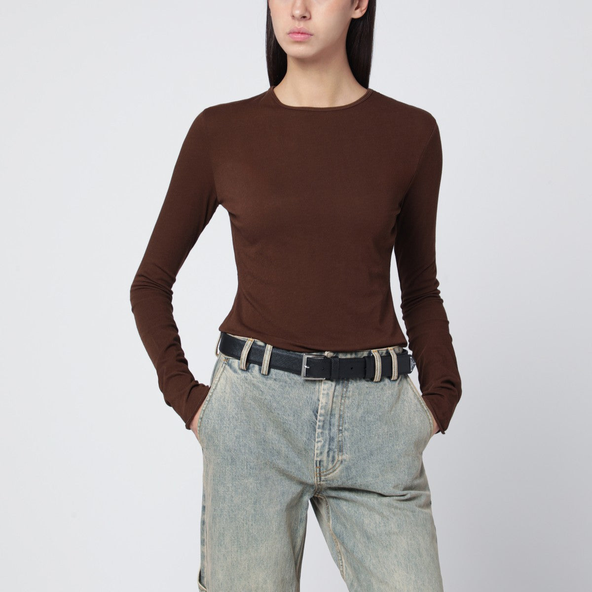 Entire Studios Entire Studios Brown crewneck cotton-blend top