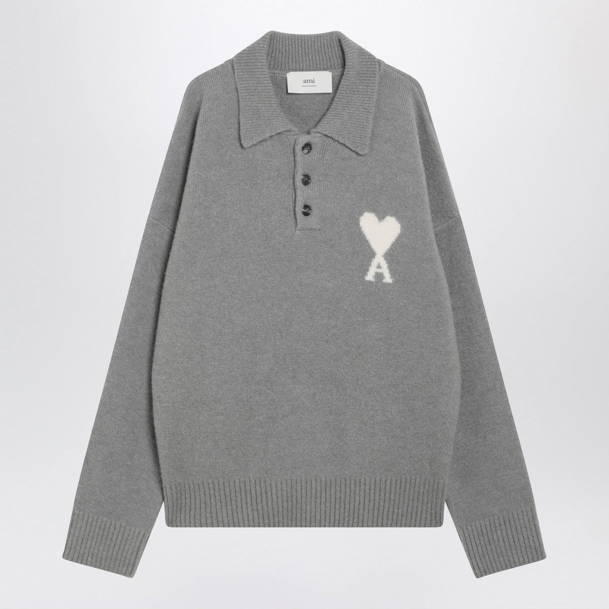 Ami Paris Ami Paris Ami De Coeur grey polo sweater