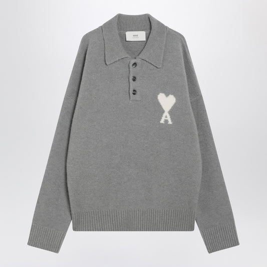 Ami Paris Ami Paris Ami De Coeur grey polo sweater